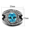 WildKlass Stainless Steel Ring High Polished Women Synthetic Sea Blue-WildKlass Jewelry