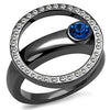 WildKlass Stainless Steel Ring IP Light Black (IP Gun) Women Top Grade Crystal Capri Blue-WildKlass Jewelry
