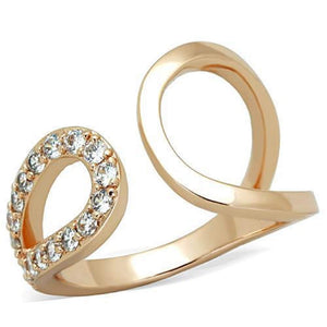 WildKlass Stainless Steel Ring IP Rose Gold Women AAA Grade CZ Clear-WildKlass Jewelry