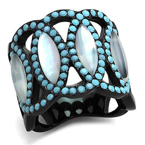 WildKlass Stainless Steel Halloween Ring IP Black Women Precious Stone White-WildKlass Jewelry