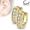 Pair of Channel Set CZ Half Circle WildKlass Hoop Earrings 316L Surgical Steel Post-WildKlass Jewelry