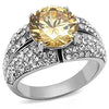 WildKlass Stainless Steel Ring High Polished Women AAA Grade CZ Champagne-WildKlass Jewelry