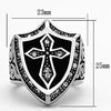 WildKlass Stainless Steel Cross Ring High Polished (no Plating) Men Top Grade Crystal Clear-WildKlass Jewelry