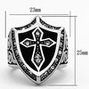 WildKlass Stainless Steel Cross Ring High Polished (no Plating) Men Top Grade Crystal Clear-WildKlass Jewelry