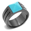 WildKlass Stainless Steel Ring IP Light Black (IP Gun) Men Synthetic Sea Blue-WildKlass Jewelry