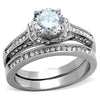 WildKlass Stainless Steel Ring High Polished (no Plating) Women AAA Grade CZ Clear-WildKlass Jewelry
