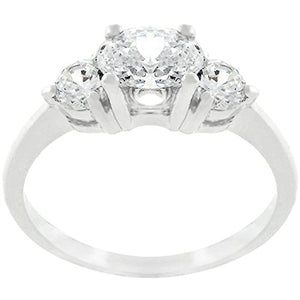 WildKlass Oval Serenade Triplet Ring in Silvertone Finish-WildKlass Jewelry
