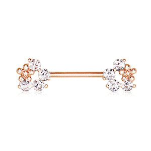Rose Gold Plated Flower Fields WildKlass Nipple Bar-WildKlass Jewelry