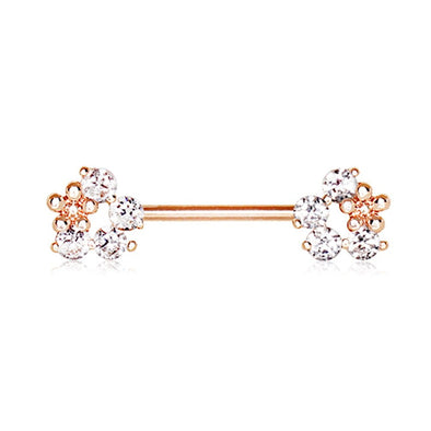 Rose Gold Plated Flower Fields WildKlass Nipple Bar-WildKlass Jewelry