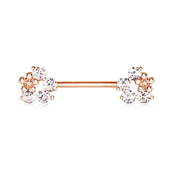 Rose Gold Plated Flower Fields WildKlass Nipple Bar-WildKlass Jewelry