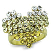 WildKlass Stainless Steel Ring IP Gold Women Top Grade Crystal Multi Color-WildKlass Jewelry