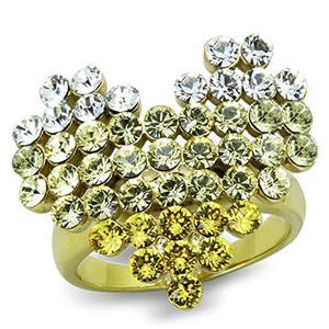 WildKlass Stainless Steel Ring IP Gold Women Top Grade Crystal Multi Color-WildKlass Jewelry