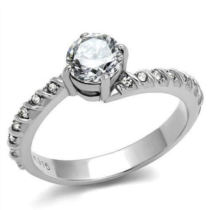 WildKlass Stainless Steel Ring High Polished Women AAA Grade CZ Clear-WildKlass Jewelry