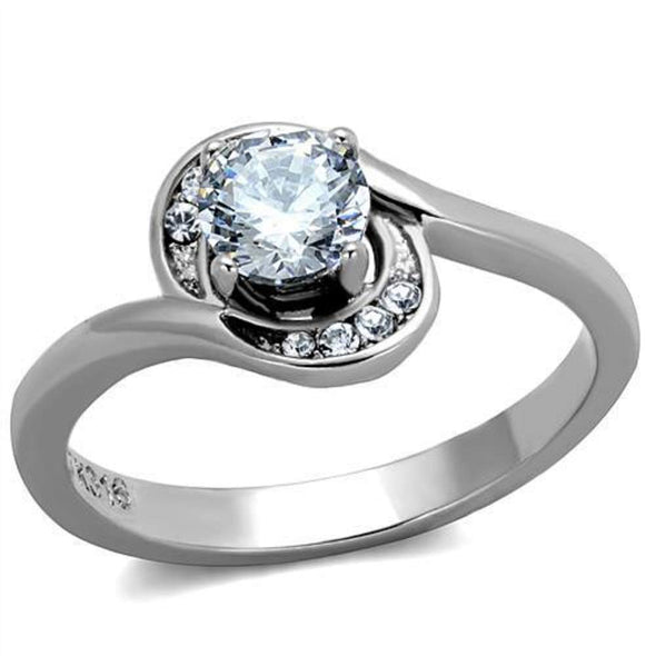 WildKlass Stainless Steel Ring High Polished (no Plating) Women AAA Grade CZ Clear-WildKlass Jewelry