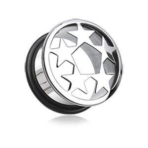Euro Star Convex Single Flared Ear Gauge Holow WildKlass Plug-WildKlass Jewelry