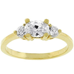 WildKlass Oval Serenade Triplet Ring in Goldtone-WildKlass Jewelry