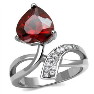 WildKlass Stainless Steel Ring High Polished Women AAA Grade CZ Garnet-WildKlass Jewelry