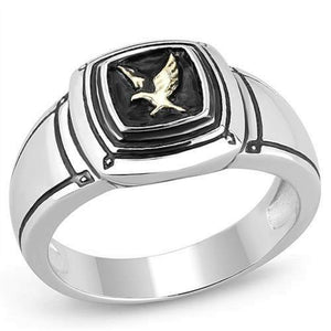 WildKlass WildKlass Stainless Steel Ring Two-Tone IP Gold Men Epoxy Jet-WildKlass Jewelry