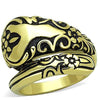 WildKlass Stainless Steel Ring IP Gold Women Epoxy Jet in Black-WildKlass Jewelry