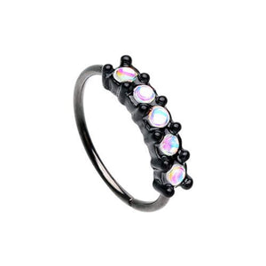 Golden Illuminating Seamless Prong Set 5 Gem Bendable WildKlass Nose Hoop-WildKlass Jewelry