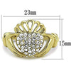 WildKlass Stainless Steel Ring IP Gold Women Top Grade Crystal Clear-WildKlass Jewelry