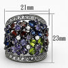 WildKlass Stainless Steel Flower Ring Ruthenium Women AAA Grade CZ Multi Color-WildKlass Jewelry