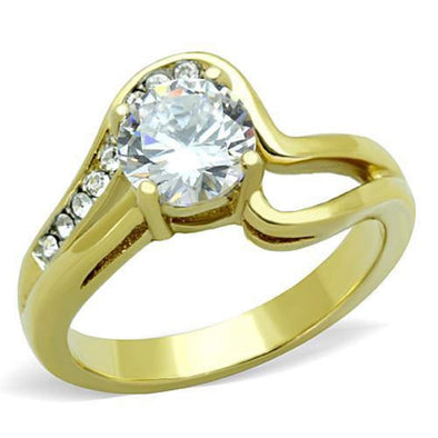 WildKlass Stainless Steel Ring Two-Tone IP Gold Women AAA Grade CZ Clear-WildKlass Jewelry