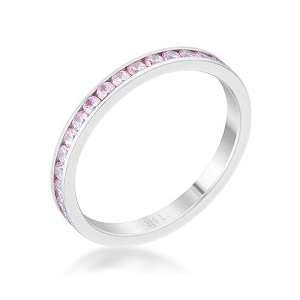 WildKlass 0.5ct Pink CZ Stainless Steel Eternity Band-WildKlass Jewelry