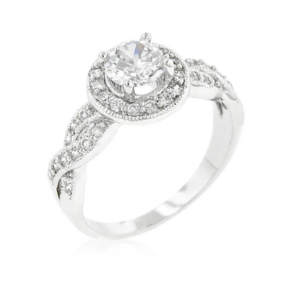 WildKlass Round Cut Halo Engagement Ring-WildKlass Jewelry