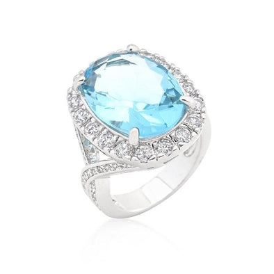 WildKlass Oval Blue Topaz Cocktail Ring-WildKlass Jewelry