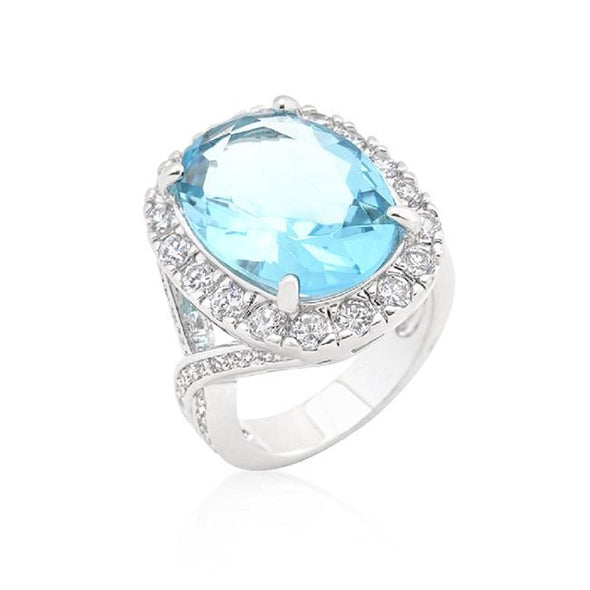WildKlass Oval Blue Topaz Cocktail Ring-WildKlass Jewelry
