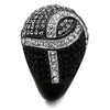 WildKlass Stainless Steel Ring Two-Tone IP Black Women Top Grade Crystal Black Diamond-WildKlass Jewelry