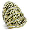 WildKlass Stainless Steel Ring IP Gold Women Top Grade Crystal Clear-WildKlass Jewelry