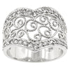 WildKlass Cubic Zirconia Filigree Hearts Ring-WildKlass Jewelry