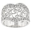 WildKlass Cubic Zirconia Filigree Hearts Ring-WildKlass Jewelry