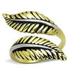 WildKlass Stainless Steel Ring Two-Tone IP Gold Women Leaf Epoxy Jet-WildKlass Jewelry