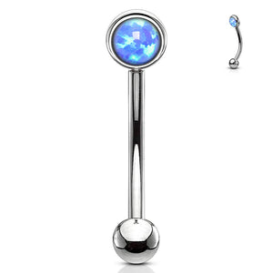 Opal Flat Set 316L Surgical Steel WildKlass Eyebrow Rook Piercing Curve-WildKlass Jewelry
