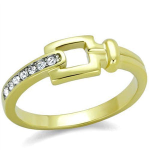WildKlass Stainless Steel Ring Two-Tone IP Gold Women Top Grade Crystal Clear-WildKlass Jewelry