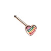 Golden & Rose Gold Power of Love Rainbow Heart L-Shape & Stud Nose Ring-WildKlass Jewelry