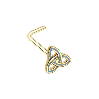 Golden & Silver Triquetra Trinity Knot L-Shape & Stud Nose Ring-WildKlass Jewelry