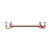 Silver & Golden & Rose Gold Double Prong Brilliant Sparkle Gem Nipple Barbell Ring-WildKlass Jewelry