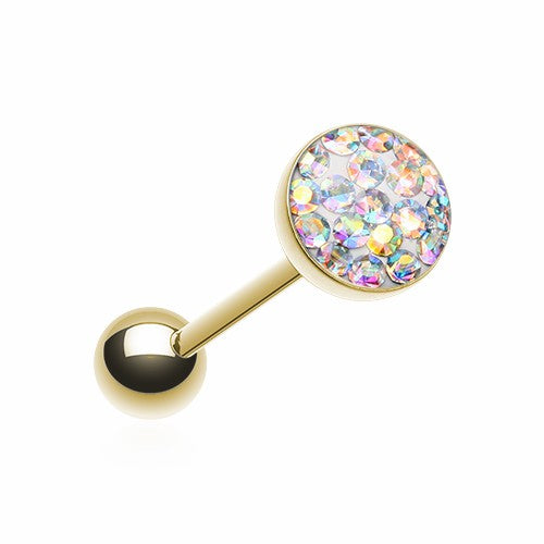 Rose Golden & Golden Multi-Sprinkle Dot Multi Gem Barbell Tongue Ring-WildKlass Jewelry