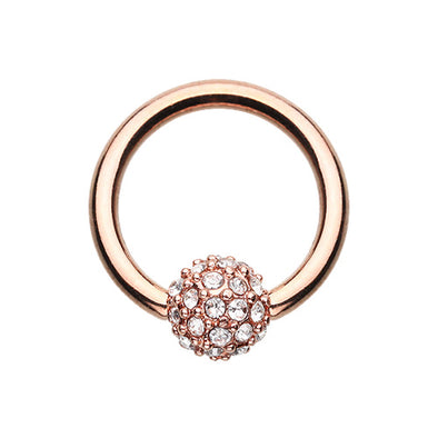 Rose Gold, Gold, Silver Full Dome Pave Steel Captive Bead Ring-WildKlass Jewelry