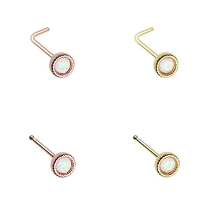Golden & Rose Gold Glitter Opal Round Shape L-Shape & Stud Nose Ring-WildKlass Jewelry