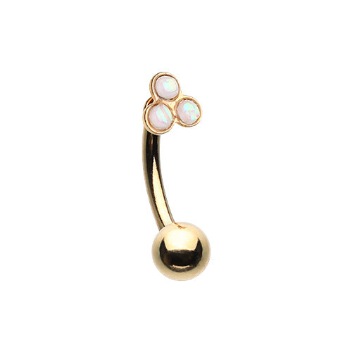 Black, Rose Gold, Gold, Silver Triple Opal Cluster Curved Barbell Eyebrow Ring-WildKlass Jewelry
