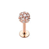 Rose Gold, Gold, Silver Full Dome Pave Top Steel Labret-WildKlass Jewelry