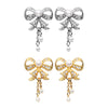 Gold, Silver Bow-Tie Splendid Dangle Ear Stud Earrings-WildKlass Jewelry