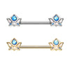 Golden & Silver Namaste Lotus Flower Nipple Barbell Ring-WildKlass Jewelry
