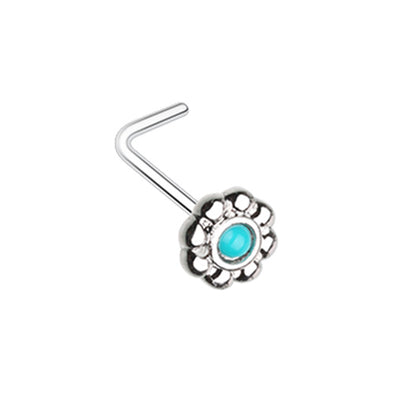 Rose Gold & Silver Tribal Goddess L-Shape Nose Ring-WildKlass Jewelry