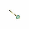 Gold, Silver Prong Set Opalite Gem Top Steel L-Shaped, Stud Nose Ring-WildKlass Jewelry